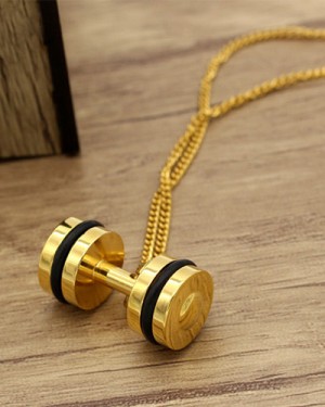 گردنبند رنگ ثابت طرح دمبل B04