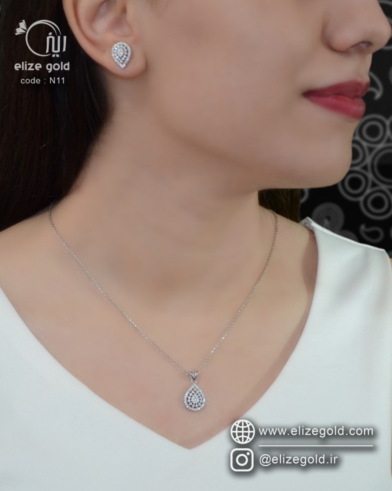 نیم ست جواهری طرح اشکی