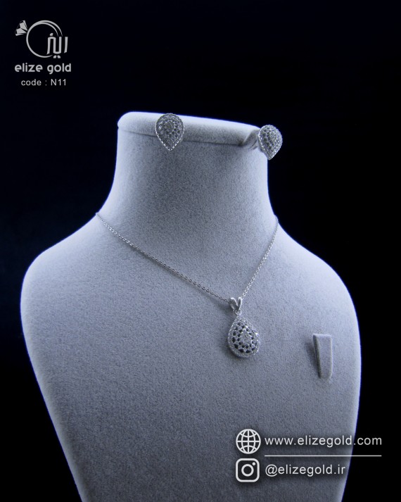 نیم ست جواهری طرح اشکی