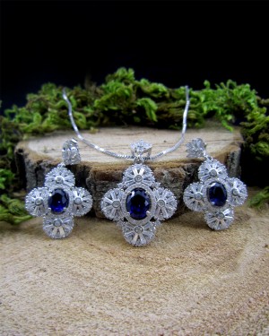 نیم ست جواهری نگین سورمه ای N13