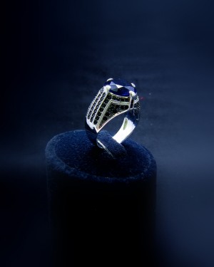 انگشتر نقره مردانه نگین سورمه ای M01